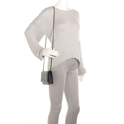 Chanel Lambskin Quilted Boy Wallet On Chain WOC Navy 2 of 9