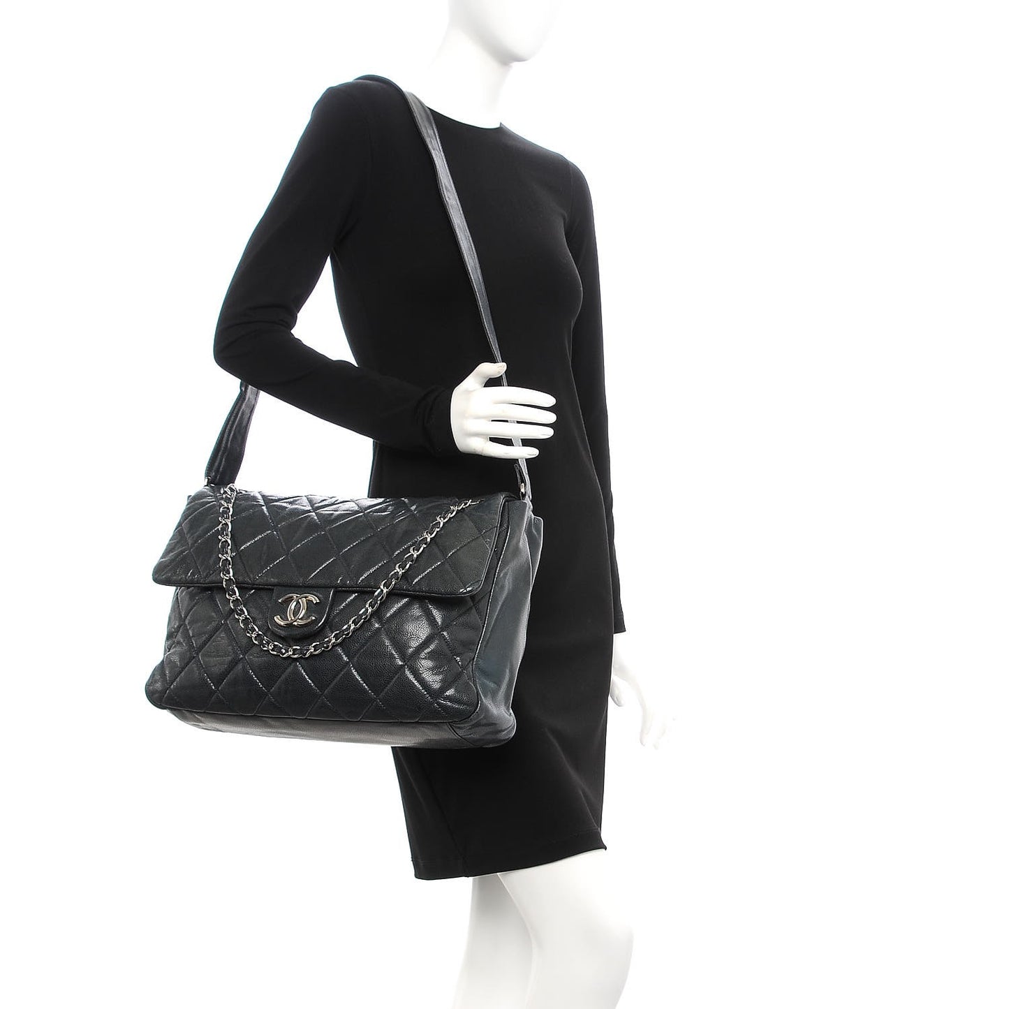 Glazed Caviar Quilted Stretch Spirit Messenger Bag Blue