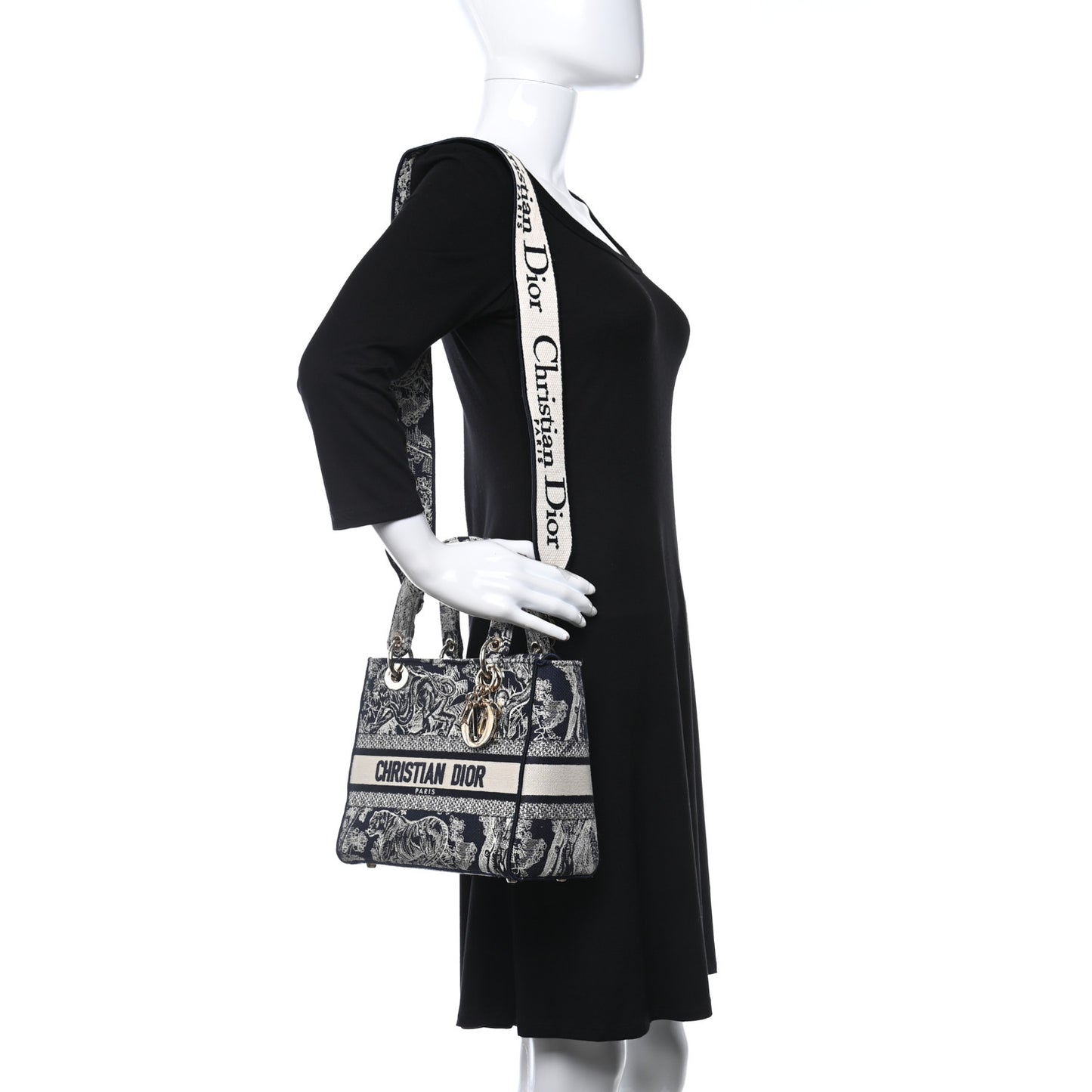 Toile de Jouy Embroidered Medium Lady D-Lite Blue