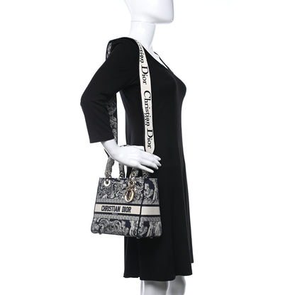 Christian Dior Toile de Jouy Embroidered Medium Lady D-Lite Blue 2 of 8