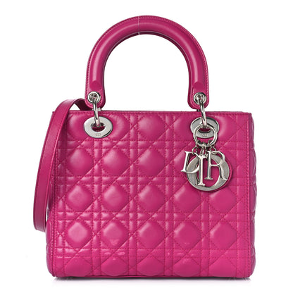 Christian Dior Lambskin Cannage Medium Lady Dior Fuchsia 1 of 15