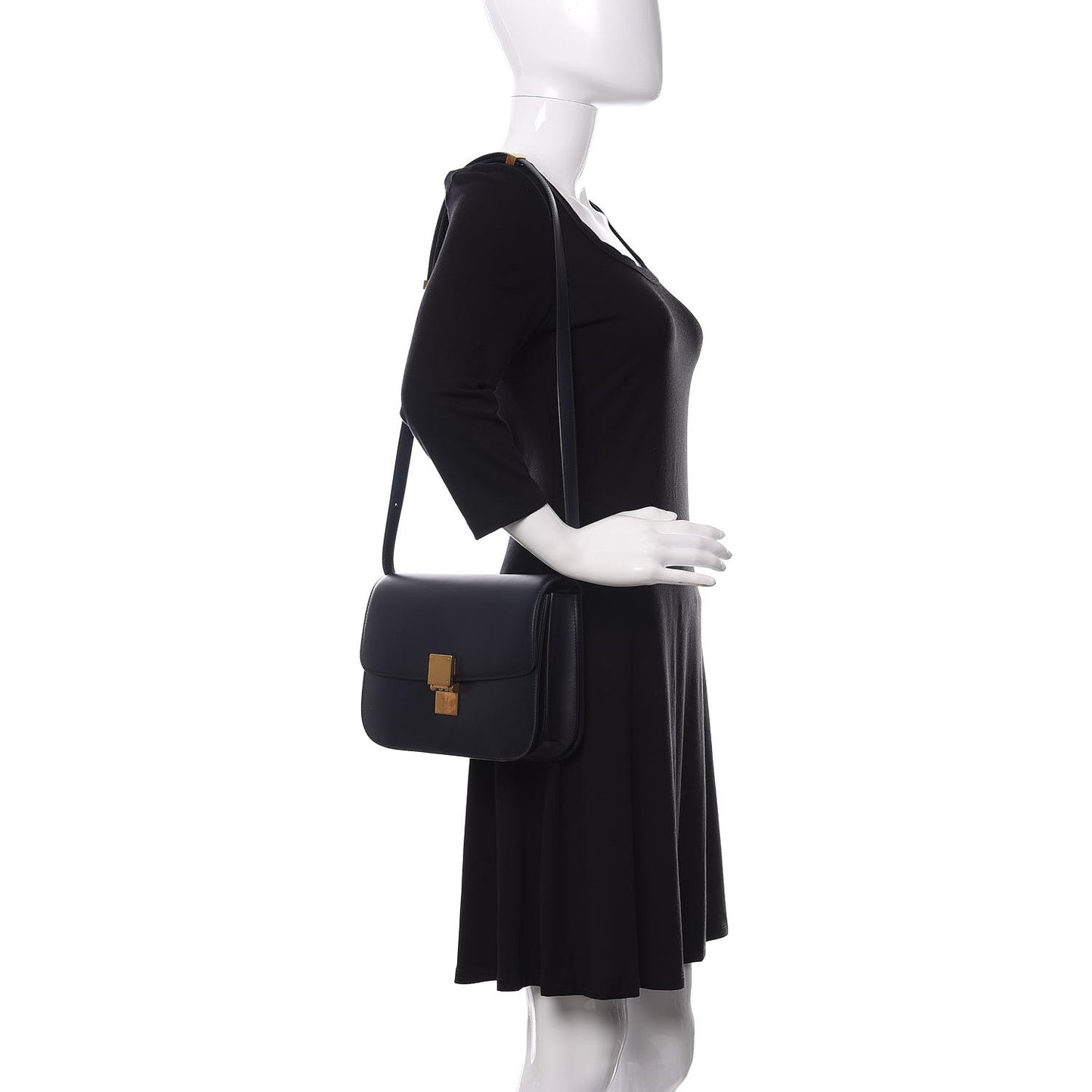 Box Calfskin Medium Classic Box Flap Bag Navy