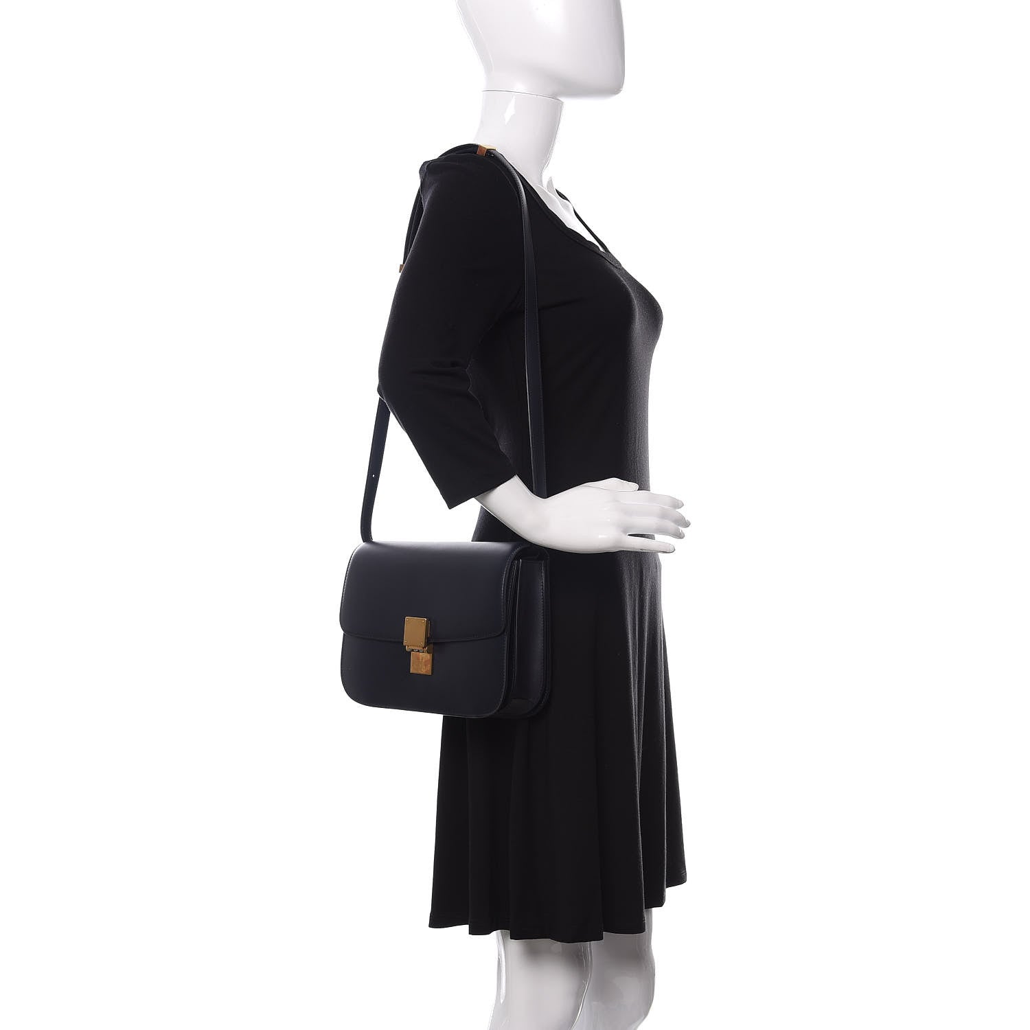 Celine Box Calfskin Medium Classic Box Flap Bag Navy 3 of 13