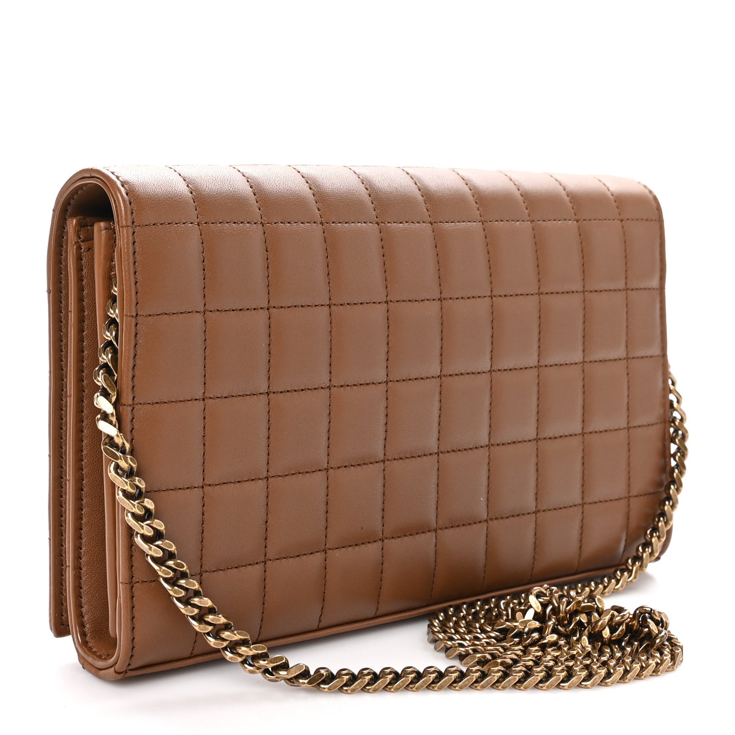 Lambskin Carre Quilted Cassandre Chain Wallet Brown