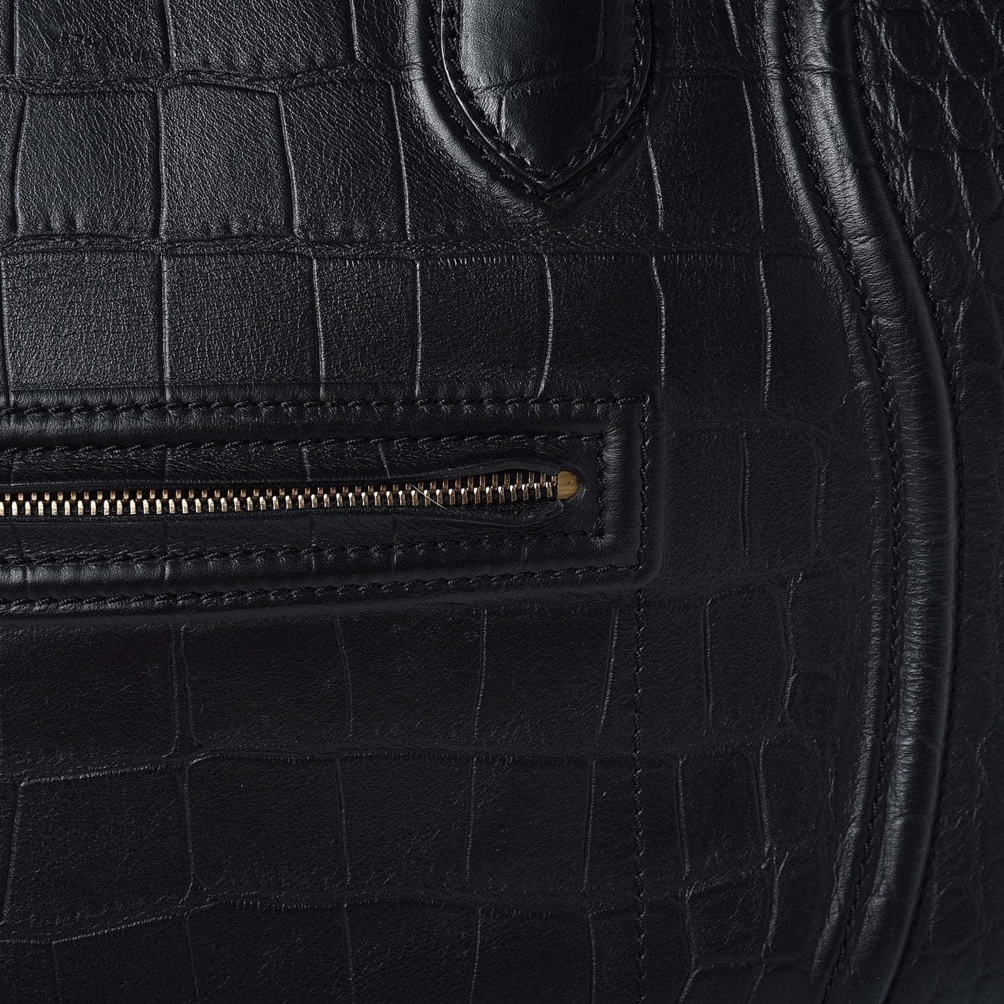 Crocodile Embossed Calfskin Large Phantom Luggage Black