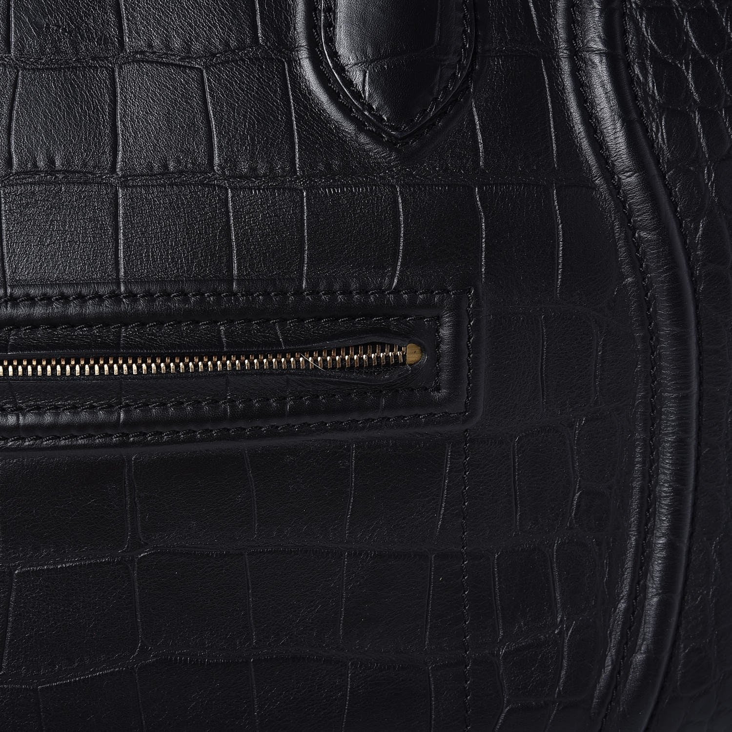 Celine Crocodile Embossed Calfskin Large Phantom Luggage Black 12 of 17