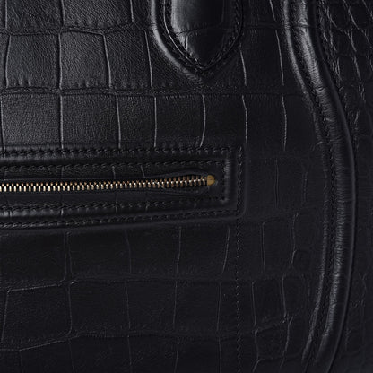 Celine Crocodile Embossed Calfskin Large Phantom Luggage Black 12 of 17