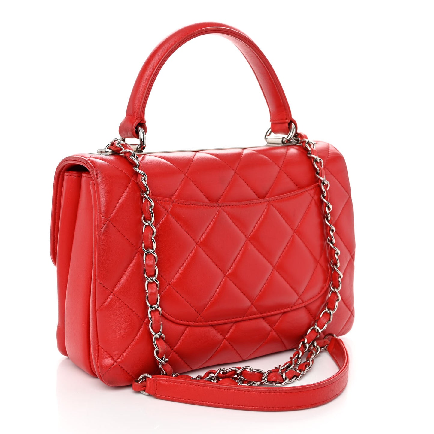 Lambskin Quilted Small Trendy CC Flap Dual Handle Bag Red