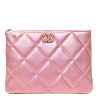 Chanel Iridescent Calfskin Quilted Large 19 Cosmetic Case Pink 1 of 12