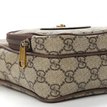 Gucci GG Supreme Monogram Mini Neo Vintage Double Zip Messenger Bag Beige New Acero Crop 8 of 9