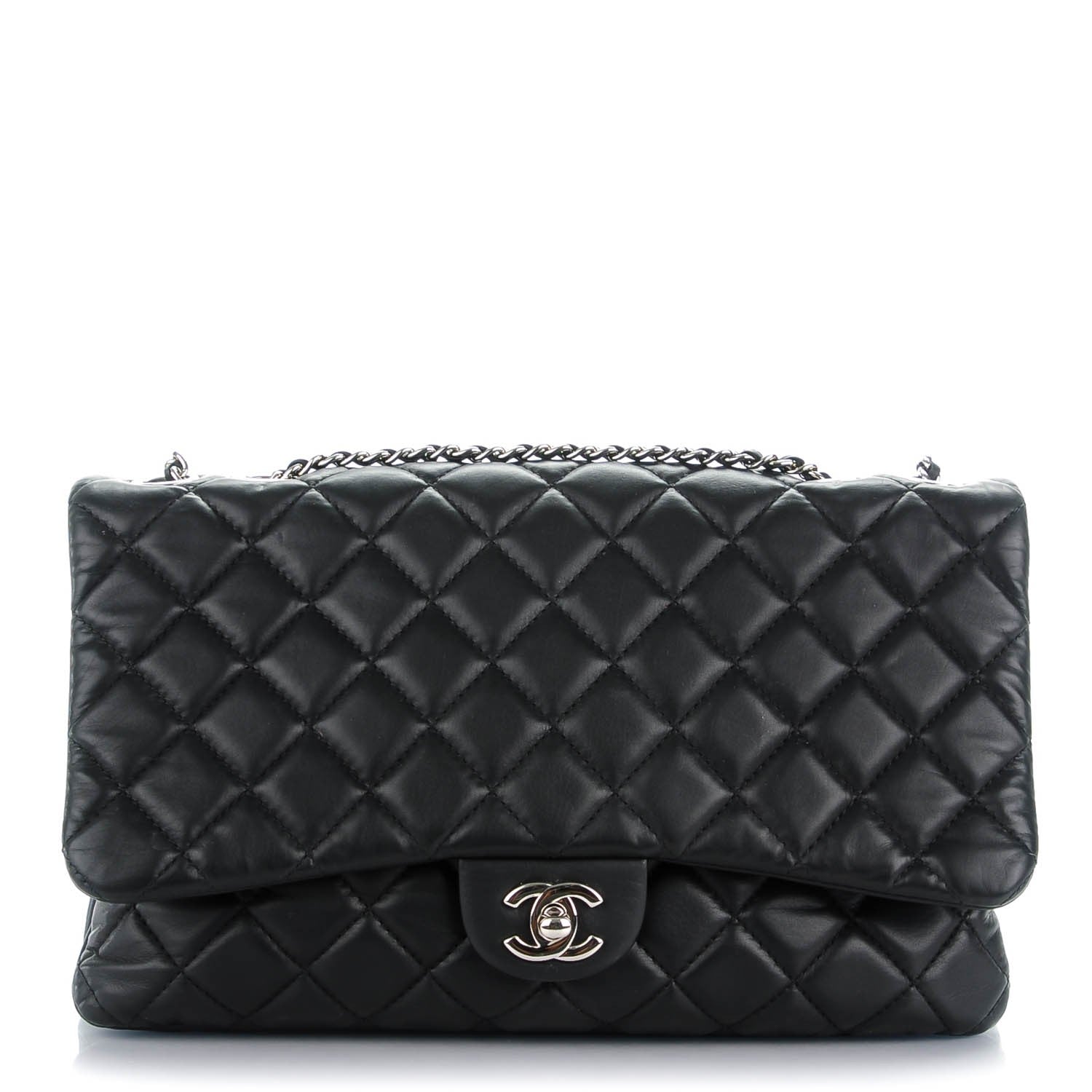 Chanel Lambskin Quilted Jumbo 3 Flap Black 1 of 8