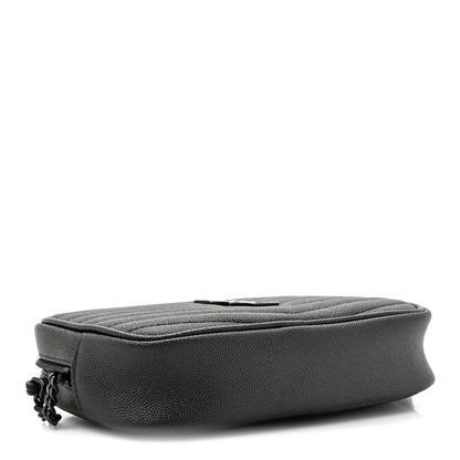 Saint Laurent Grain De Poudre Matelasse Monochrome Monogram Mini Lou Camera Bag Black 4 of 10