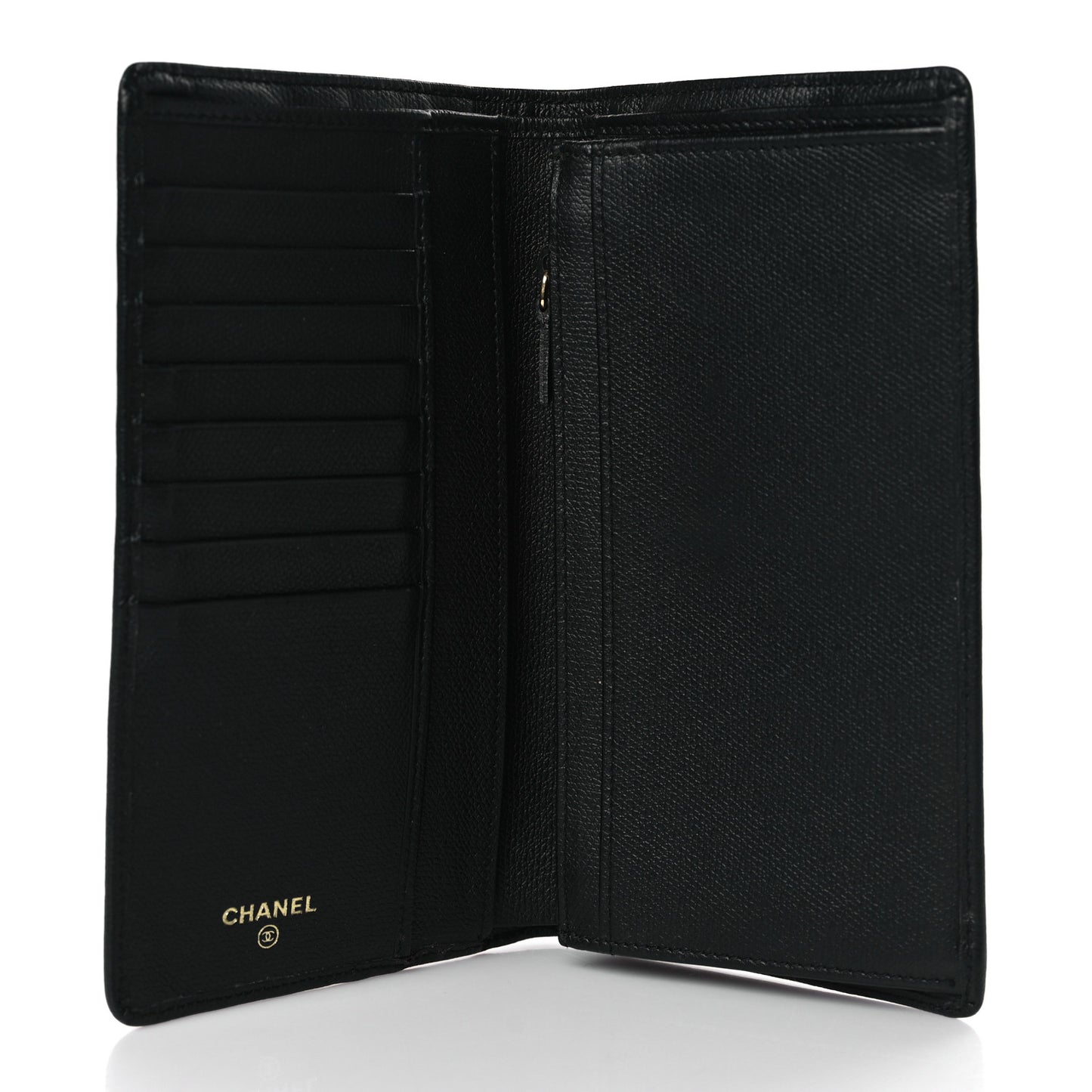 Grained Calfskin CC Button Yen Wallet Black