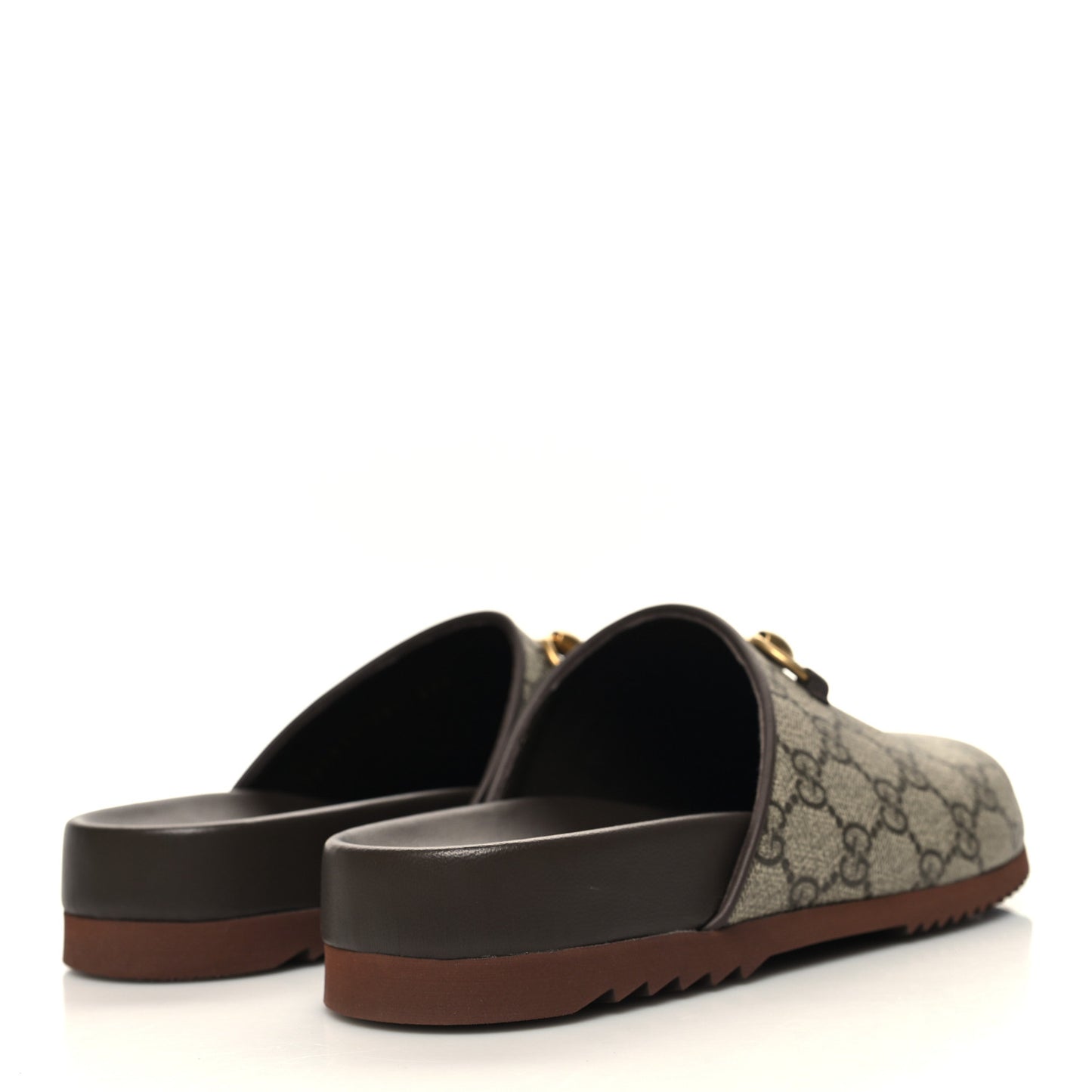 GG Supreme Monogram Miro Soft Calfskin Womens Horsebit Slippers 38.5 Beige Ebony New Acero