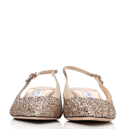 Jimmy Choo Nappa Coarse Glitter Gemma 40 Slingback Pumps 37 Ballet Pink 2 of 4