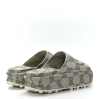 Gucci Cubic Rubber GG Monogram Womens Interlocking G Platform 42mm Slide Sandals 40 Beige Ebony 4 of 7