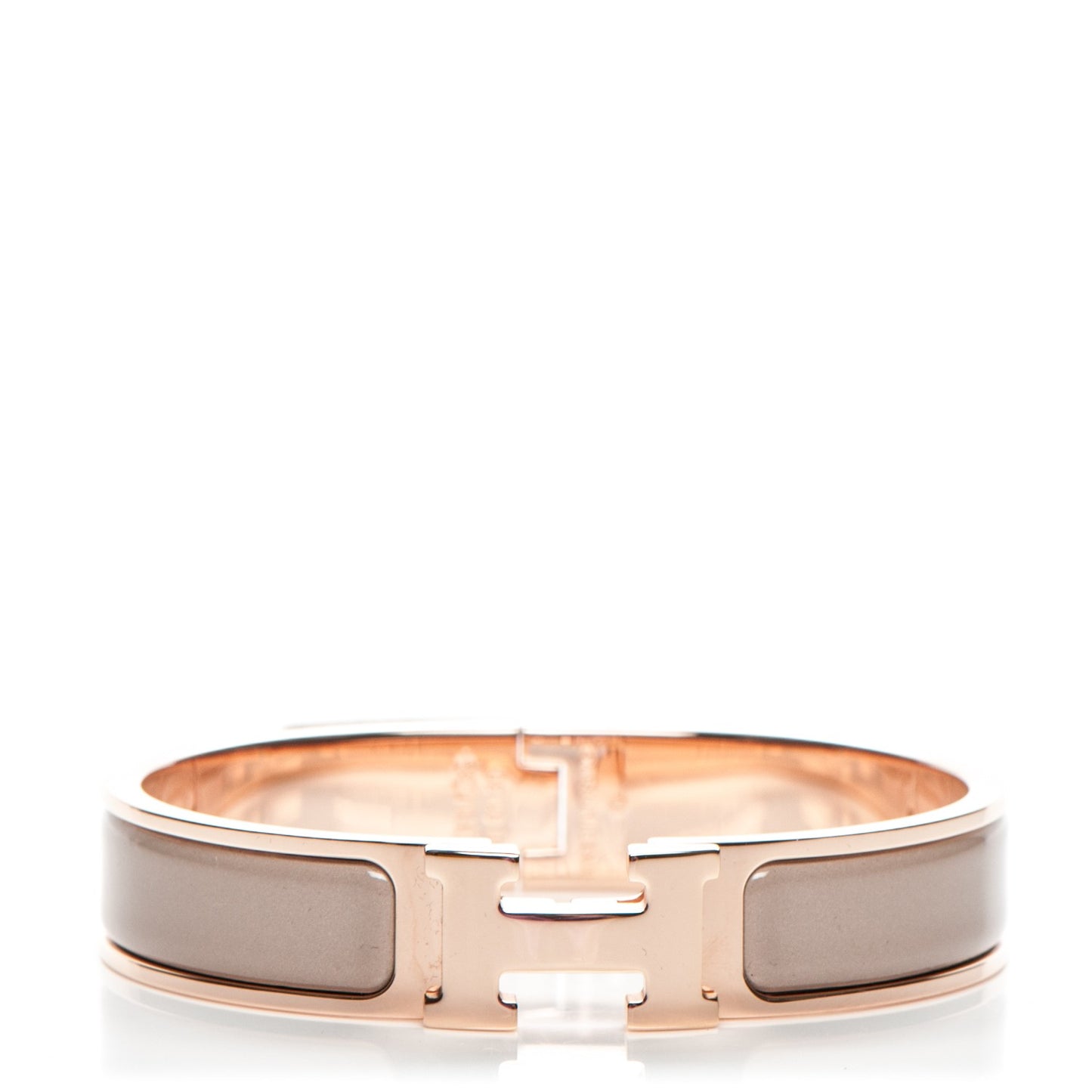 Enamel Clic Clac H Narrow Bracelet PM Marron Glace