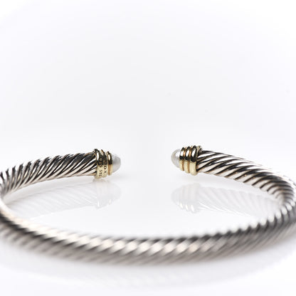 David Yurman Sterling Silver 14K Yellow Gold Pearl 5mm Cable Classics Petite Color Bracelet 4 of 4