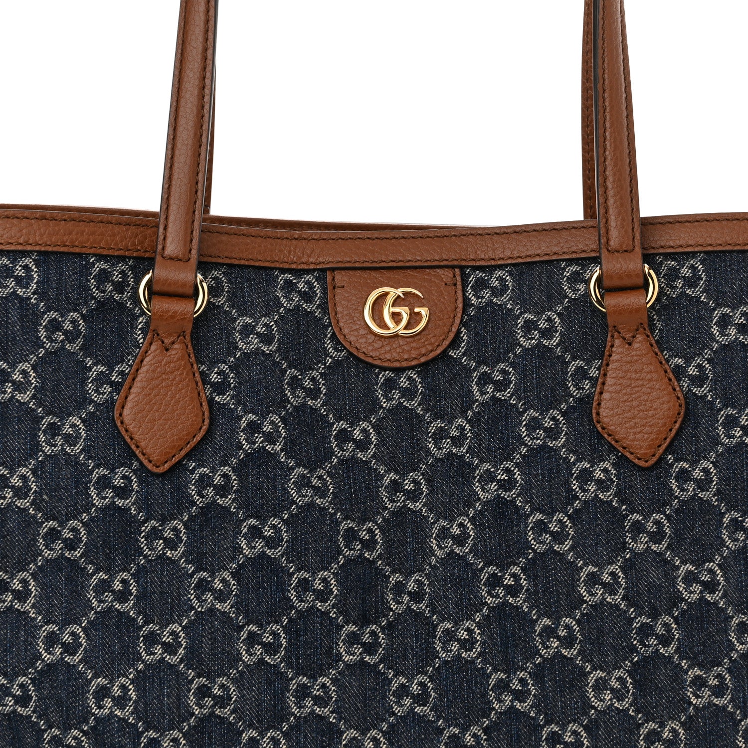 Gucci New Denim GG Monogram Medium Ophidia Shopping Tote Blue Tea Cuir 5 of 10