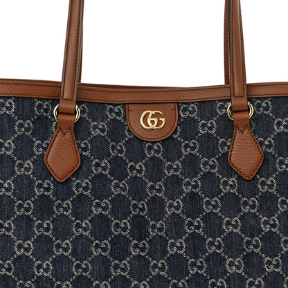 Gucci New Denim GG Monogram Medium Ophidia Shopping Tote Blue Tea Cuir 5 of 10