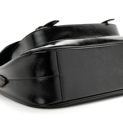 Prada Saffiano Vernice Messenger Bag Black 8 of 17
