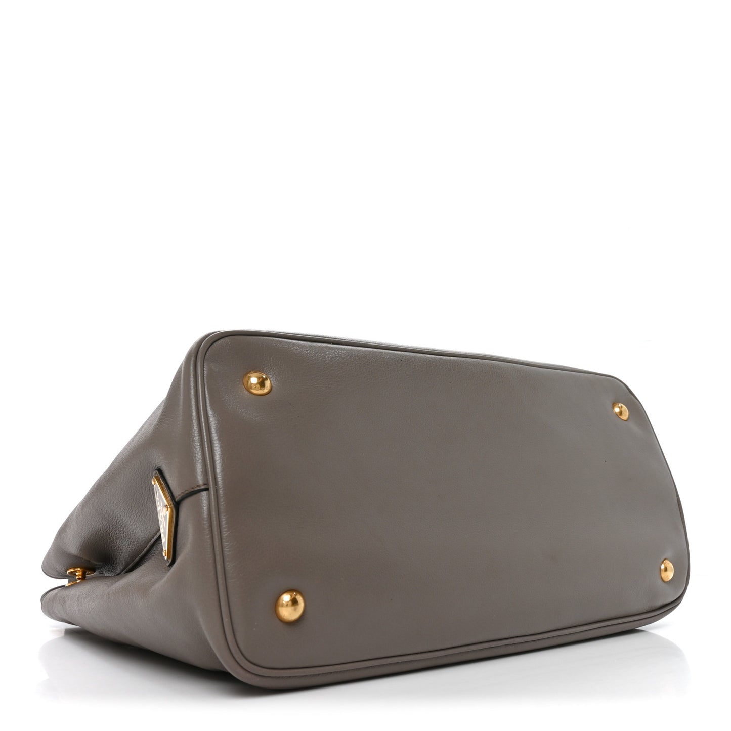 Glace Calfskin Embossed Logo Tote Argilla