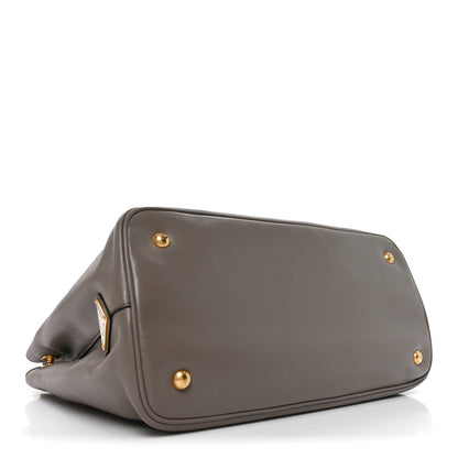 Prada Glace Calfskin Embossed Logo Tote Argilla 4 of 10