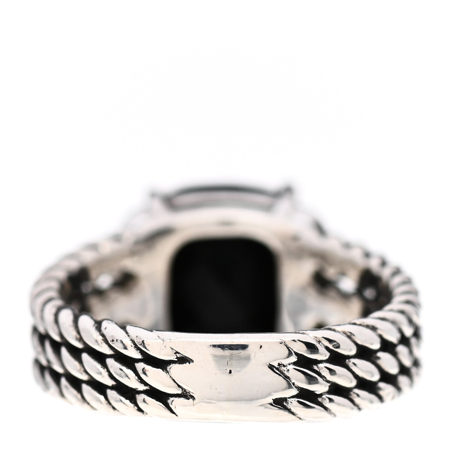David Yurman Sterling Silver Diamond Black Onyx 10mm Petite Wheaton Ring 49 4.75 4 of 5