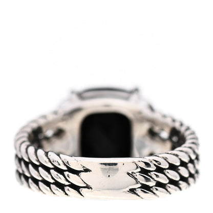 David Yurman Sterling Silver Diamond Black Onyx 10mm Petite Wheaton Ring 49 4.75 4 of 5