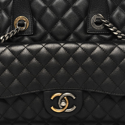 Chanel Metallic Grained Calfskin Quilted Large Casual Pocket Tote Black 10 of 16
