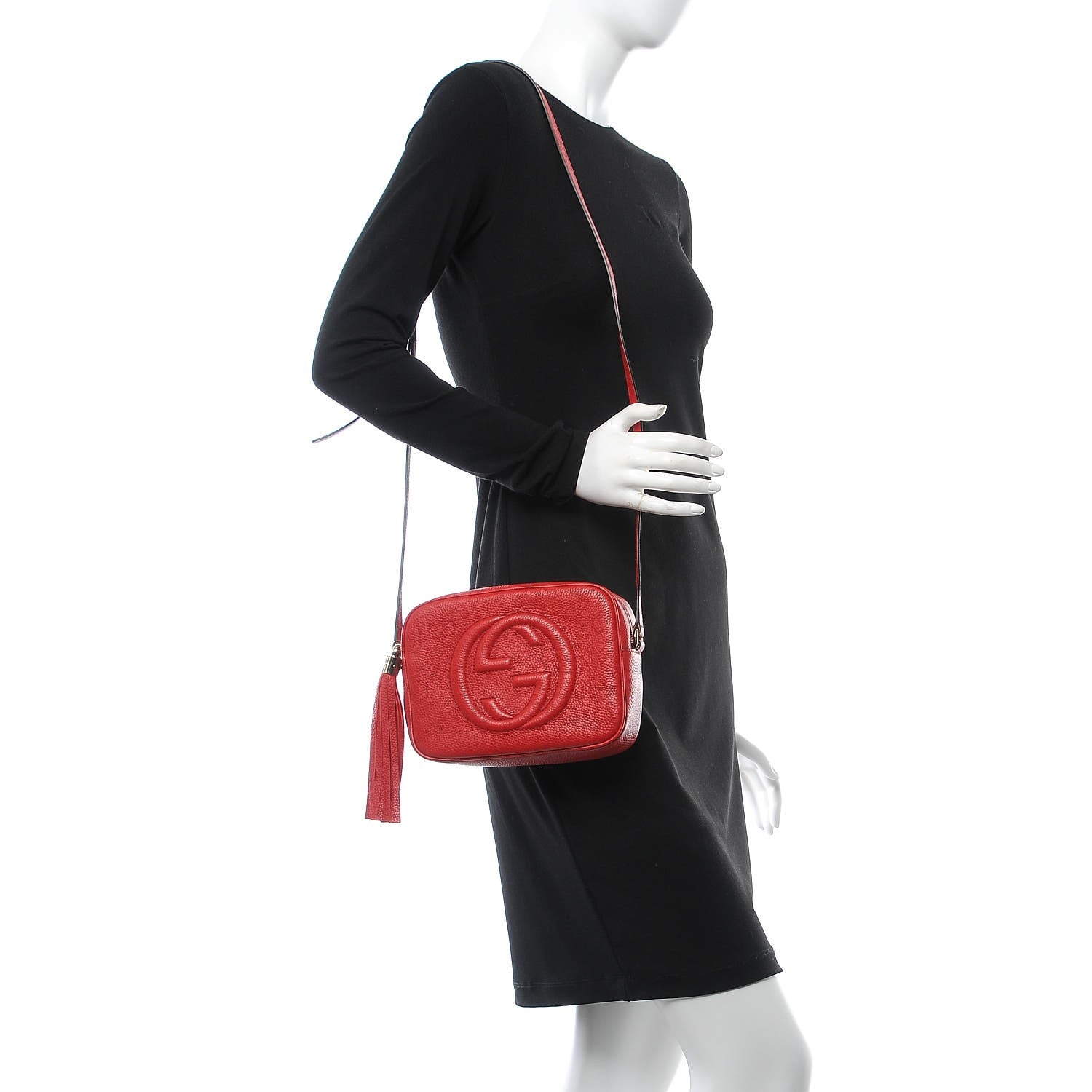 Gucci Pebbled Calfskin Small Soho Disco Bag Vibrant Red 2 of 7