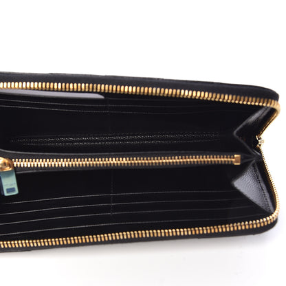 Saint Laurent Grain De Poudre Matelasse Chevron Monogram Zip Around Wallet Black 5 of 7