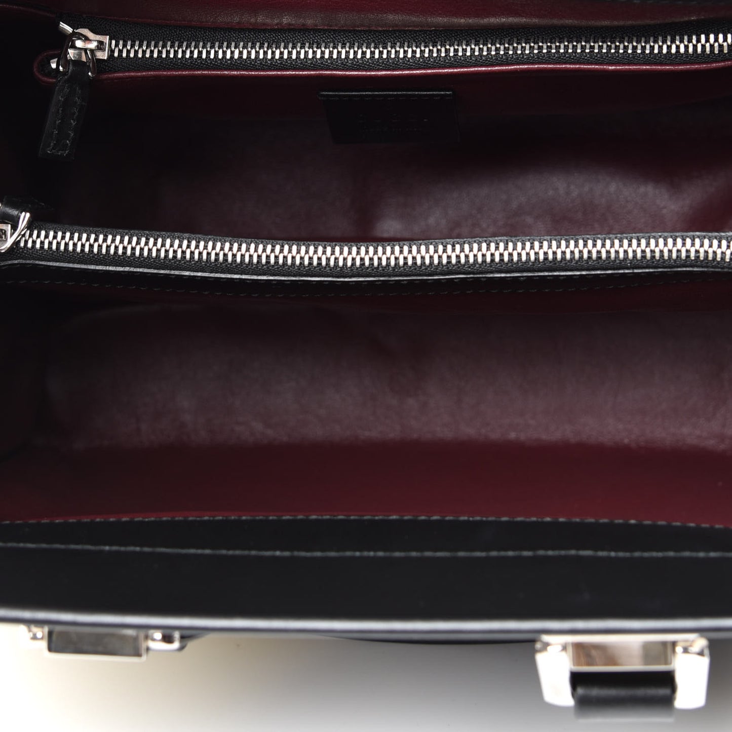 Smooth Calfskin Diagonal Striped Small Zumi Top Handle Bag Black Beige