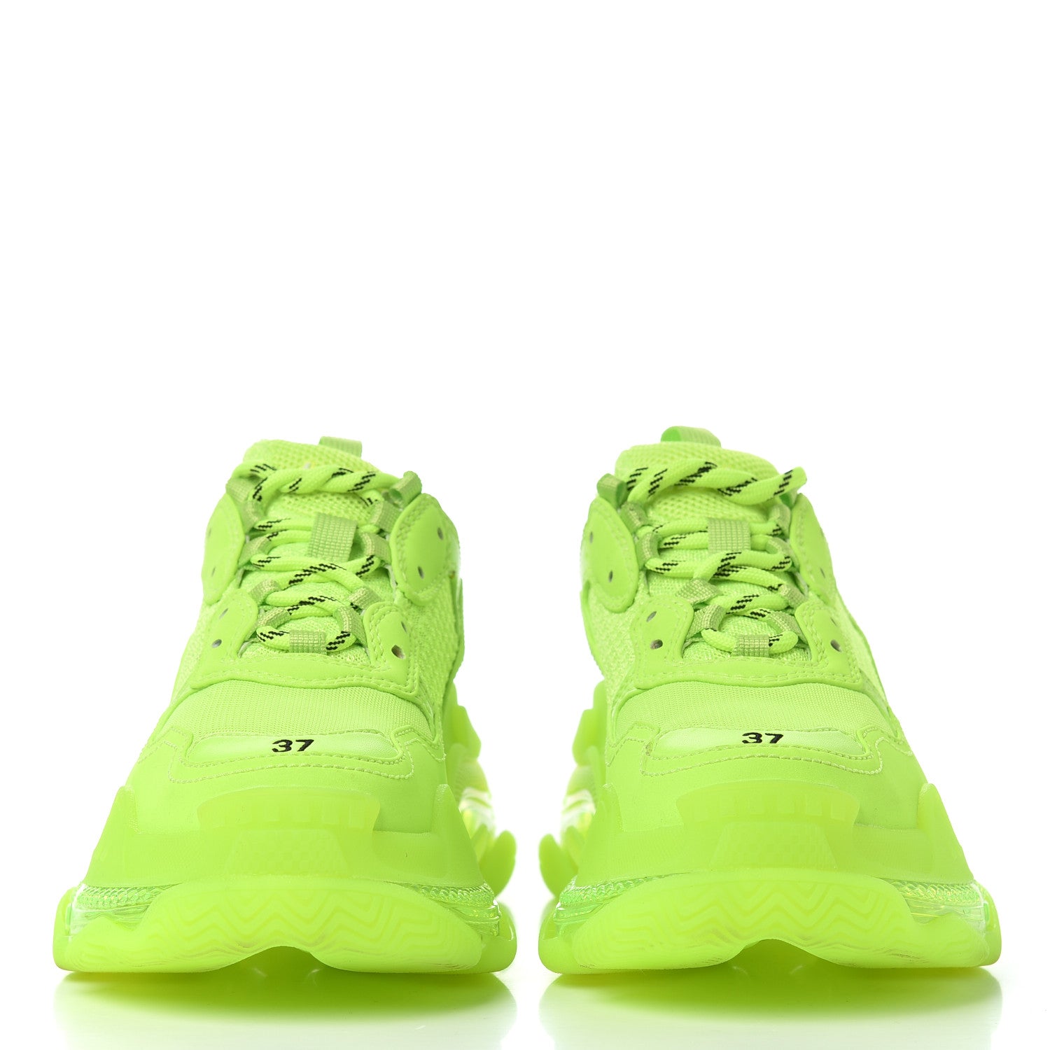 Balenciaga Fabric Mesh Clear Sole Womens Triple S Sneakers 37 Fluo Yellow 2 of 16