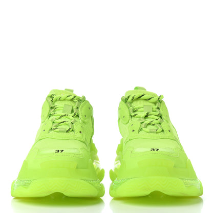 Balenciaga Fabric Mesh Clear Sole Womens Triple S Sneakers 37 Fluo Yellow 2 of 16