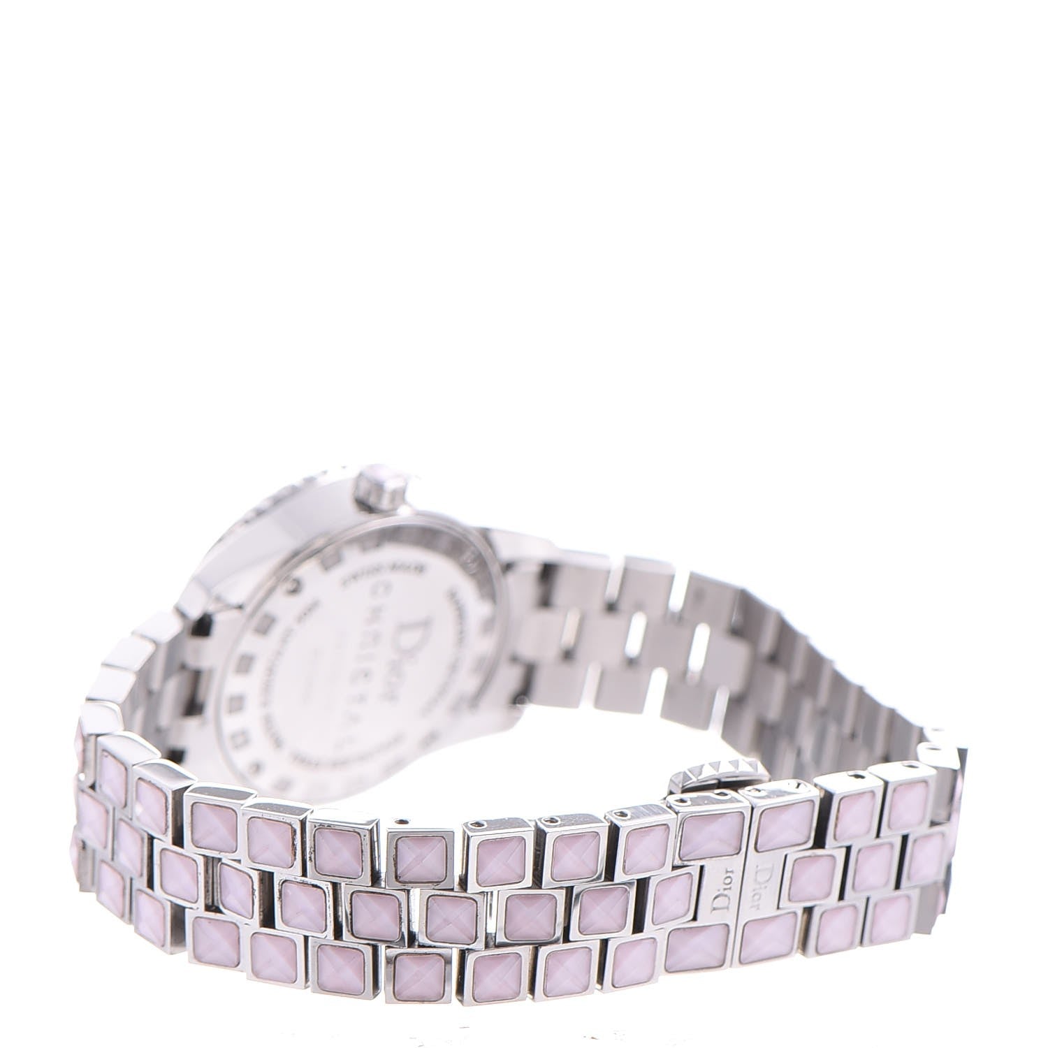 Christian Dior Stainless Steel Diamond Pave Bezel Sapphire 29mm Christal Quartz Watch Pink 4 of 8