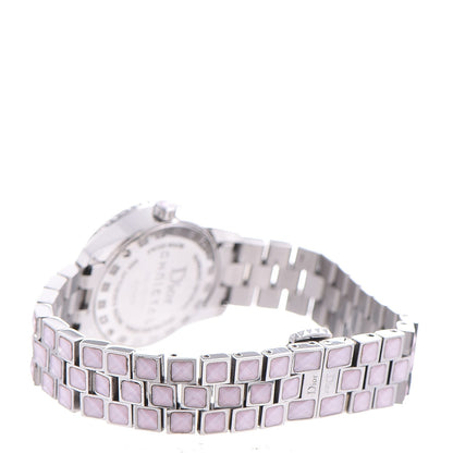 Christian Dior Stainless Steel Diamond Pave Bezel Sapphire 29mm Christal Quartz Watch Pink 4 of 8