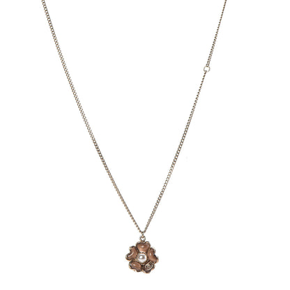 Chanel Pearl Flower CC Pendant Necklace Gold 1 of 5