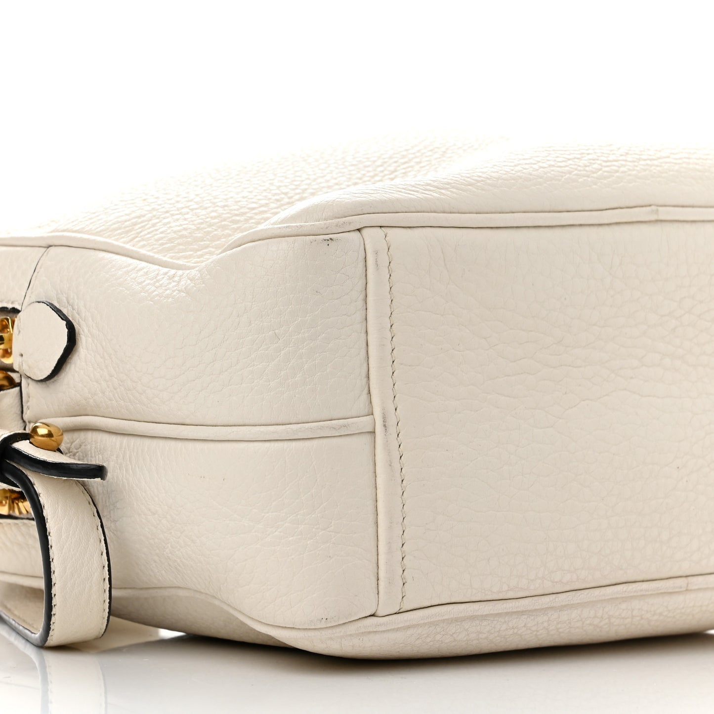 Vitello Daino Medium Double Zip Shoulder Bag White