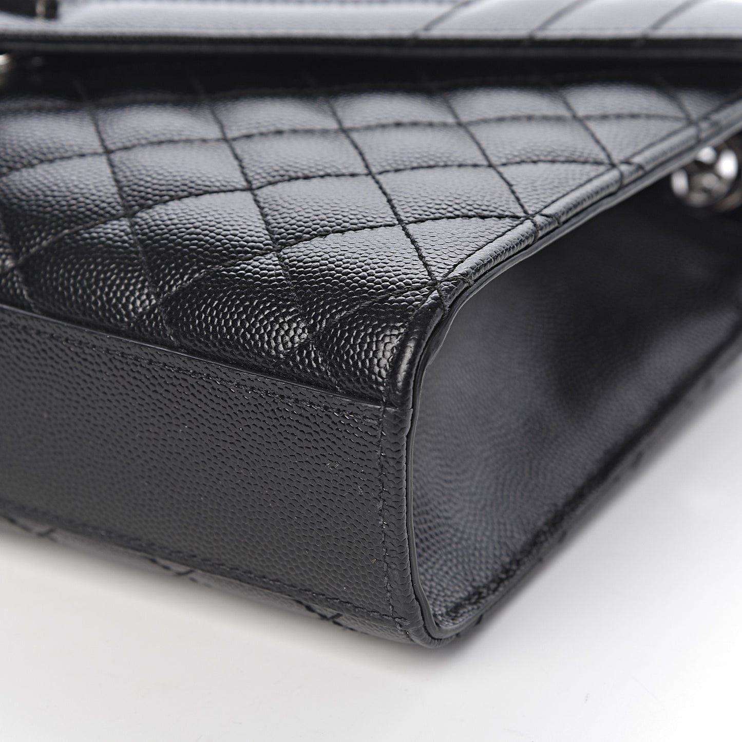 Grain De Poudre Textured Mixed Matelasse Triquilt Medium Monogram Satchel Black