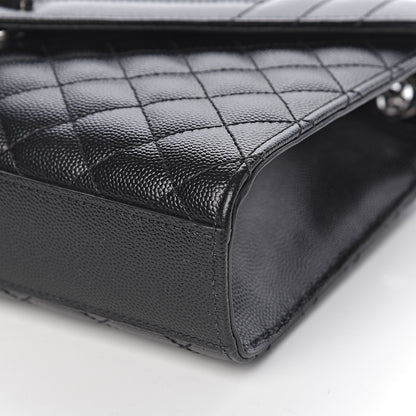 Saint Laurent Grain De Poudre Textured Mixed Matelasse Triquilt Medium Monogram Satchel Black 9 of 11