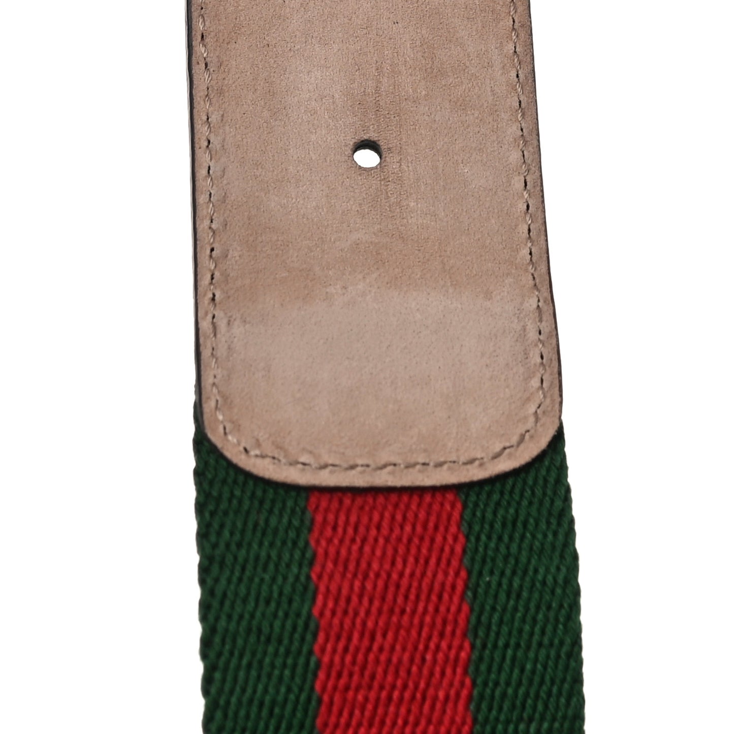 Nylon Textured Calfskin Double G Web 40mm Belt 90 36 Green Red Dark Cocoa