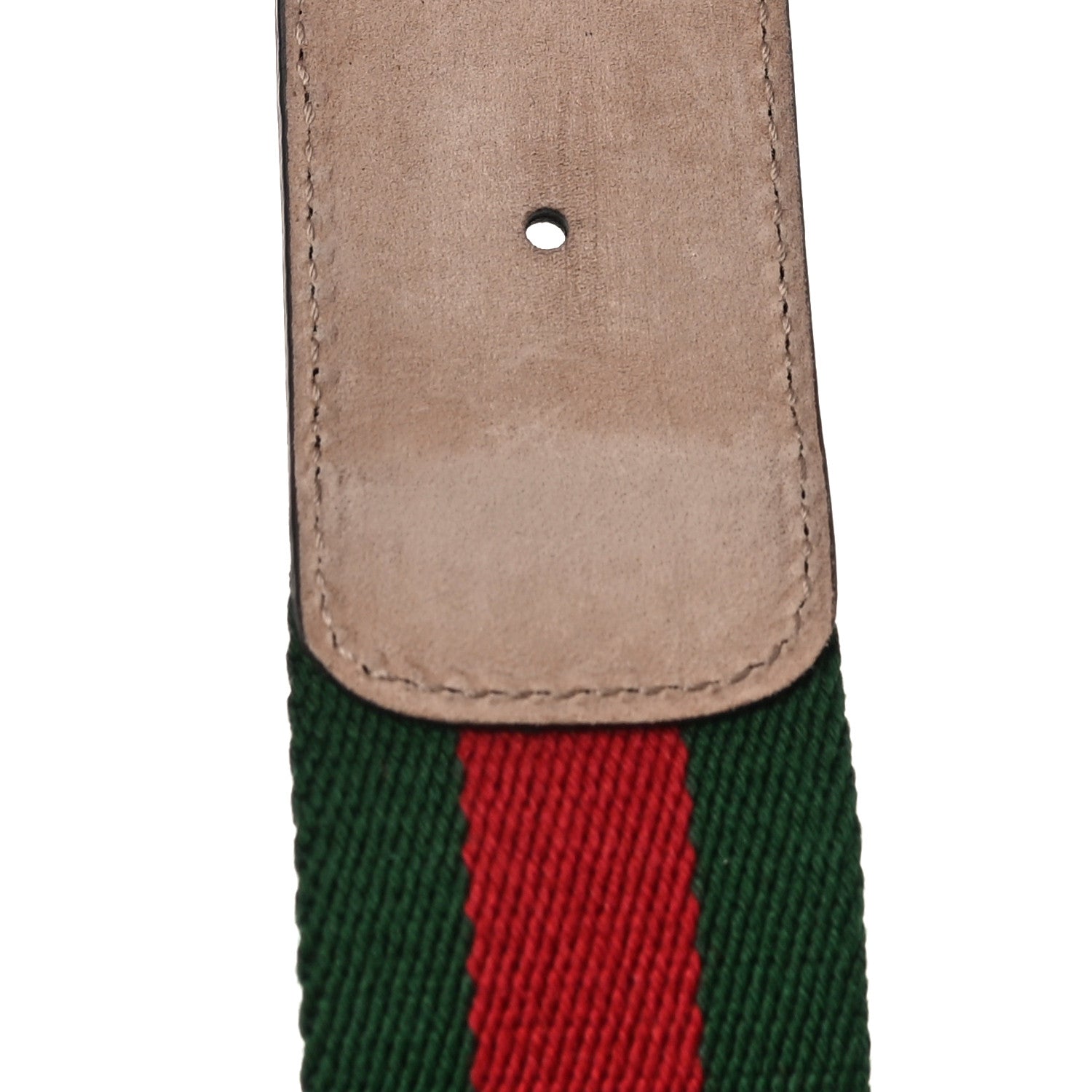 Gucci Nylon Textured Calfskin Double G Web 40mm Belt 90 36 Green Red Dark Cocoa 5 of 5