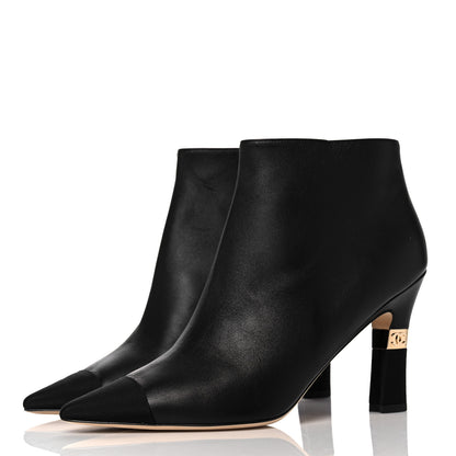 Chanel Lambskin Grosgrain Cap Toe Short Ankle Boots 40 Black 3 of 10