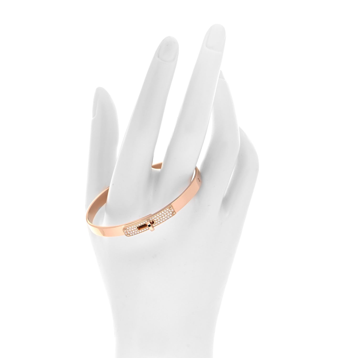 Hermes 18K Rose Gold Diamond PM Kelly Pave Bracelet SH 2 of 5