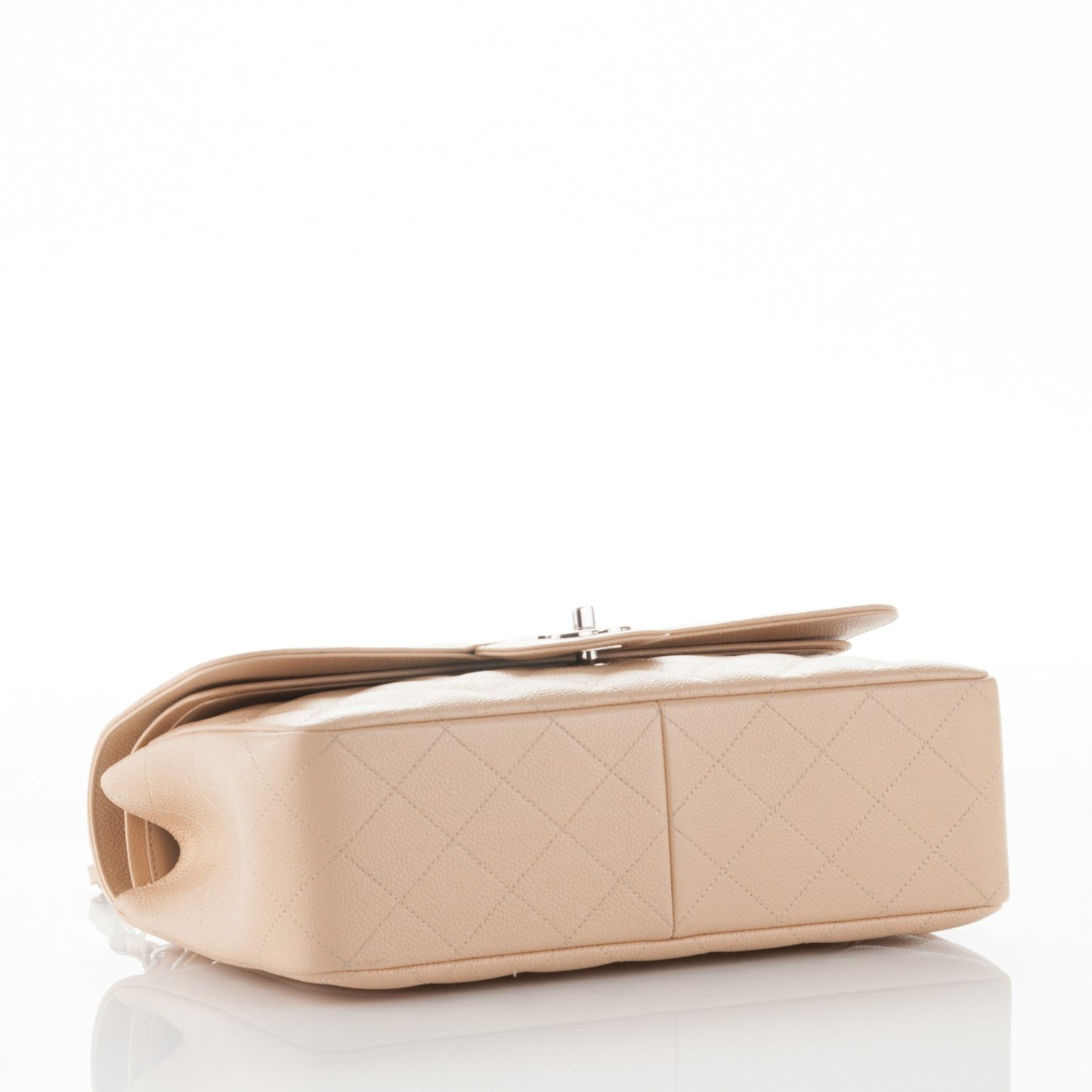 Caviar Quilted Jumbo Double Flap Beige Clair