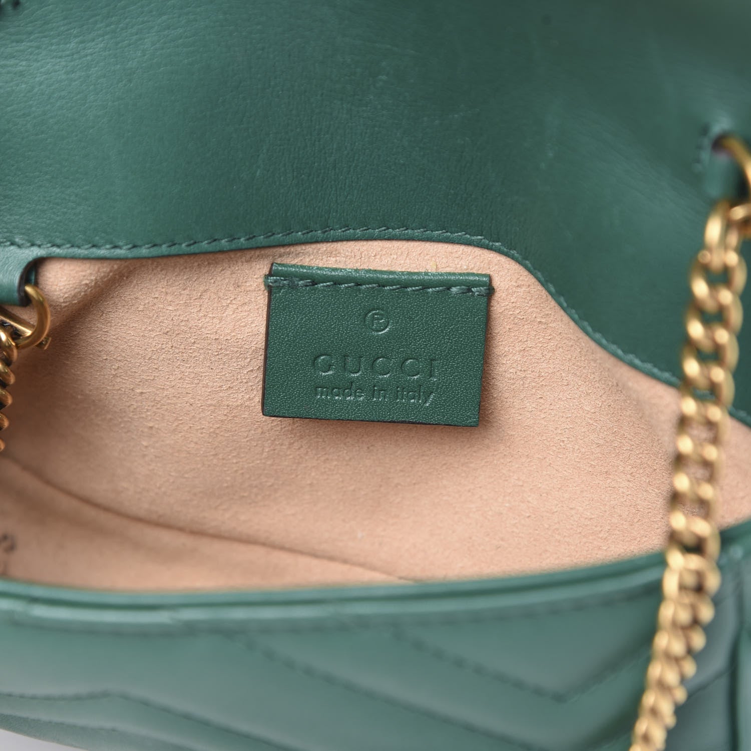 Gucci Calfskin Matelasse Super Mini GG Marmont Shoulder Bag Emerald Green 6 of 18
