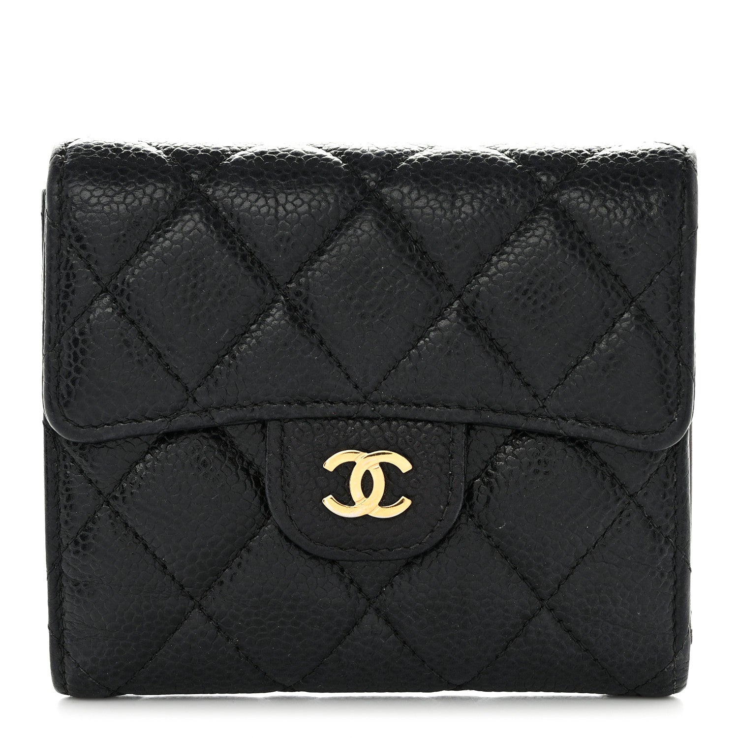 Chanel Caviar Quilted Compact Flap Wallet Black 1 of 14