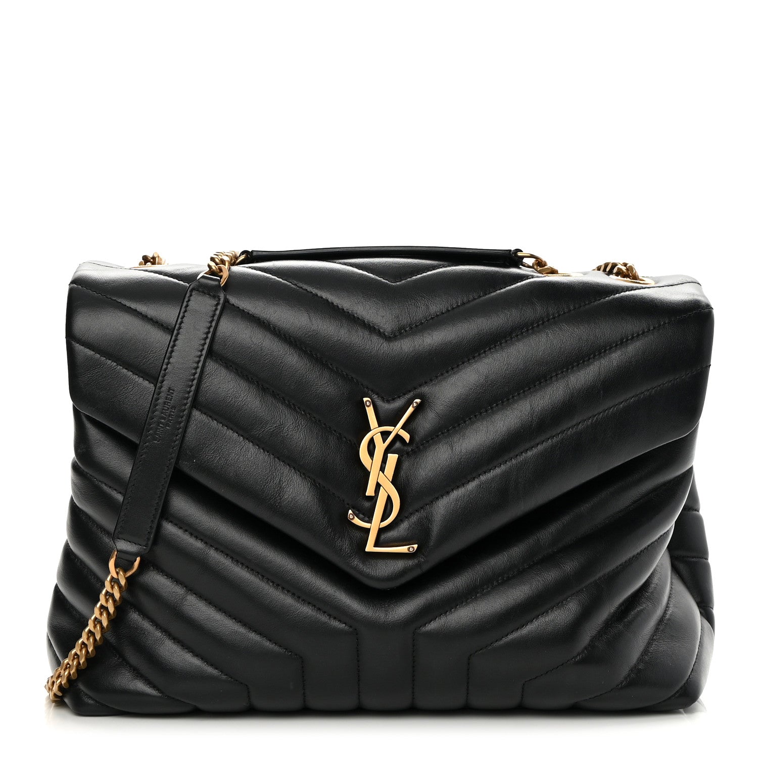 Saint Laurent Calfskin Y Quilted Monogram Medium Loulou Chain Satchel Black 1 of 16