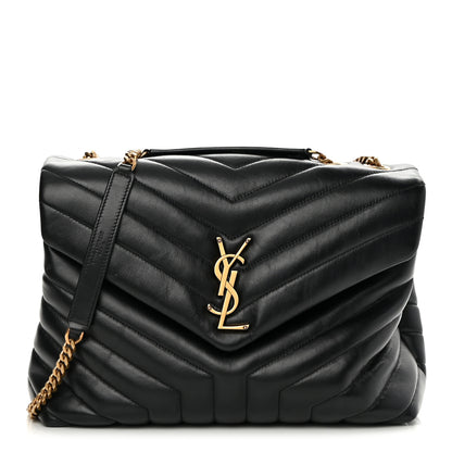 Saint Laurent Calfskin Y Quilted Monogram Medium Loulou Chain Satchel Black 1 of 16